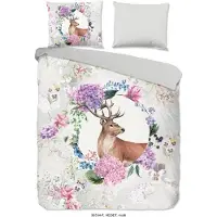 Good Morning Housse de couette Good Morning "Cerf" - Gris - (240x200/220 cm) - Flanelle de coton