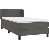 vidaXL Lit boxspring avec matelas gris foncé 90x190 cm velours