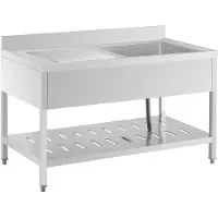 Royal Catering Évier professionnel - 1 bac - - Acier inoxydable - 140 x 70 cm