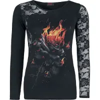 Spiral T-shirt manches longues Gothic de - Flaming Rose - S - XXL - pour Femme - noir - Taille XXL