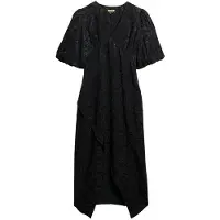 Superdry Femme Robe Mi-longue à Manches Courtes Noir Taille: 38