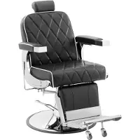 Expondo Fauteuil de coiffeur - Appui-tête et repose-pieds - 58 - 71 cm - 150 kg - Inclinable - Noir FOXLEY BLACK