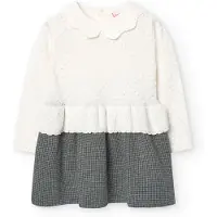 Boboli Knitwear Combined Long Sleeve Dress Blanc,Gris 6 Years Fille