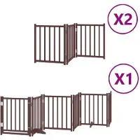 vidaXL Porte pour chien 12 pièces avec porte Pliable Marron 600 cm Bois de peuplier