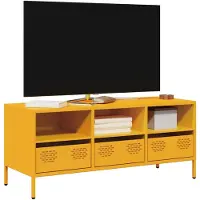 vidaXL Armoire TV jaune moutarde 101,5x39x43,5 cm Acier laminé à froid