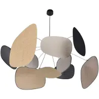 Market Set Screen 70's Pendant Lamp X-Large | Birch linen | Raphia | Black linen