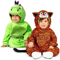 MOM Reversible Dragon-tiger Baby Costume Vert 7-12 Months Enfants