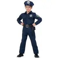 MOM Police Girl Costume Bleu 5-6 Years Enfants