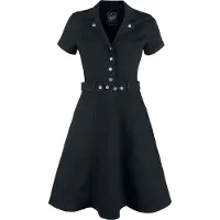 Queen Kerosin Robe mi-longue Rockabilly de - Robe Workwear - S - XL - pour Femme - noir - Taille L