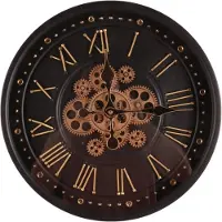 Dutch Style Horloge murale Buffalo, diamètre 40 cm, noire, ronde, avec crochet