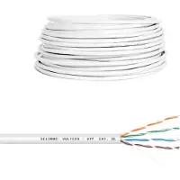 Vultech LAN Cable Cat5E UTP 50 metres Gigabit 1000 Mbit/s White for Ethernet Network
