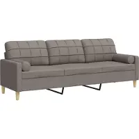 vidaXL Canapé 3 places avec oreillers décoratifs taupe 210 cm tissu