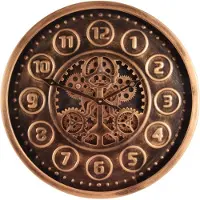 Dutch Style Horloge murale Elmont, diamètre 46 cm, dorée, de forme ronde, avec crochet de fixation