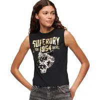 Superdry Embellish Archive Fitted Sleeveless T-shirt Noir 2XS Femme