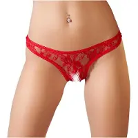 Huismerk - string sexy dentelle rouge - L
