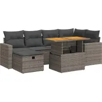 vidaXL Ensemble de jardin canapé 8 pièces avec coussins Gris Poly rotin Acacia