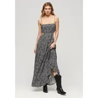Superdry Femme Robe Longue à dos Ajouré Noir Taille: 42