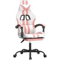 vidaXL Chaise de jeu avec repose-pieds Blanc et rose Similicuir