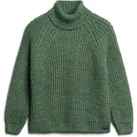 Superdry pour femme. W6110397A Pull vert « Slouchy Stitch Roll » (XS), Casuel, Acrylique, Manche longue