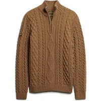 Superdry pour homme. M6110527A Pull tressé en tricot avec demi-fermeture éclair Vintage Jacob brown (XL), Marron, Casuel, Acrylique