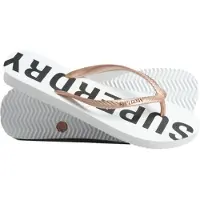 Superdry Femme Logo En Relief Code Core Sport Tongs, Blanc &amp; Rose - Pointure: M