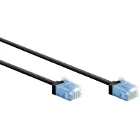 Goobay 74242 Câble patch CAT 6A ultra flexible, slim, U/UTP, noir, 15 m - connecteur extra court, conducteur cuivre pur (CU), LSZH, gaine TPE, AWG 32