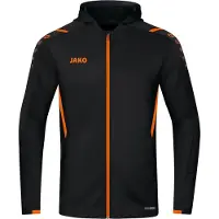 Jako Veste à capuche pour femmes Challenge, Couleur:noir/orange néon, Taille:42