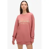 Superdry Femme Robe-sweat à Logo Métallisé Luxe Rose et Or, Taille: 34-36 Taille: 34-36