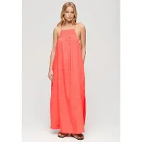 Superdry Lace Halter Beach Sleeveless Long Dress Orange 2XS Femme