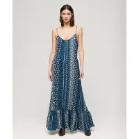 Superdry Femme Robe Longue Caraco de Plage Bleu Taille: 36