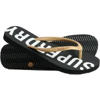 Superdry Femme Logo En Relief Code Core Sport Tongs, Noir &amp; Or - Taille: L