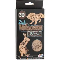 Grafix 2-in-1 Holzbaukasten 3D-Puzzle - Känguru und Löwe
