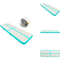 vidaXL Tapis de gymnastique gonflable avec pompe 500 x 100 x 20 cm PVC vert - Tapis de yoga et de Pilates