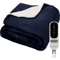 Auronic Couverture électrique - Couverture chauffante - Polaire Sherpa - 9 réglages de chaleur et de minuterie - Couverture - 180x130 - 1 personne - Bleu