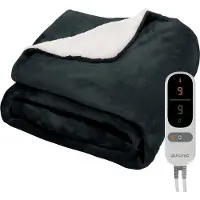 Auronic Couverture électrique - Couverture chauffante - Polaire Sherpa - 9 réglages de chaleur et de minuterie - Couverture - 180x130 - 1 personne - Anthracite