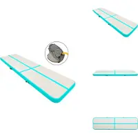 vidaXL Tapis de gymnastique gonflable avec pompe 600x100x15 cm PVC vert - Tapis de yoga et de pilates