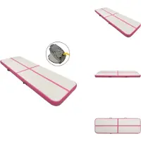 vidaXL Tapis de gymnastique gonflable avec pompe 500x100x15 cm PVC rose - Tapis de yoga et de Pilates