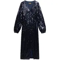 Superdry Femme Robe Portefeuille Longue à Sequins Bleu Marine Taille: 36