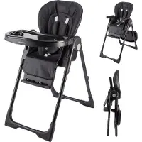 X-adventure Chaise haute pour bébé - Chaise haute réglable en hauteur avec tablette & harnais 5 points, 6 mois et plus - Noir
