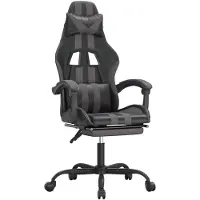 vidaXL Chaise de jeu avec repose-pieds Noir et gris Similicuir