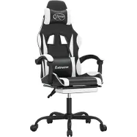 vidaXL Chaise de jeu avec repose-pieds noir et blanc similicuir