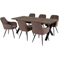Ebuy24 Toulon ensemble pour salle à manger table de salle à manger 95x200cm naturel et 6 Harbo chaise marron clair.
