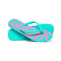 Superdry Femme Logo En Relief Vintage Véganes Tongs, Bleu &amp; Rose - Taille: 3-4