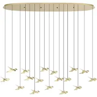 Eglo Suspension 17 lumières, modèle Paratebueno, en laiton