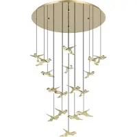 Eglo Suspension 17 lumières, modèle Paratebueno, en laiton rond