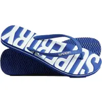 Superdry Femme Logo En Relief Caoutchouc Tongs Vintage, Bleu &amp; Blanc, Pointure: M