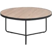 Beliani Table basse marron noir MDF cadre stable rond moderne industriel