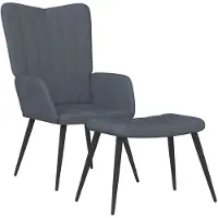 vidaXL Fauteuil relax avec pouf gris foncé velours