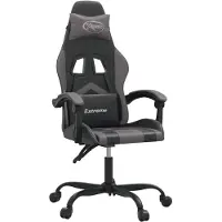 vidaXL Chaise de jeu pivotante Noir et gris Similicuir
