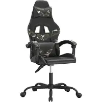 vidaXL Chaise de jeu Pivotante Noir et camouflage Similicuir